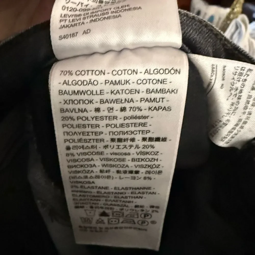 Levi 721 High Rise Skinny Jeans Black Frey Bottom Distressed Women's Size 8 - Picture 13 of 15